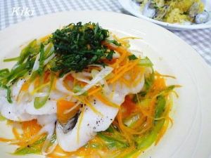 レンジで簡単！白身魚の蒸し野菜