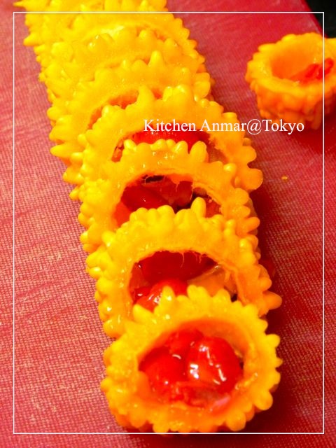 島 うちなー しょくざいでごはん あんこママの東京アンマー オレンジ色ゴーヤーの赤い種を食す 沖縄料理レシピなら おきレシ