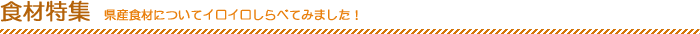 食材特集 県産食材についてイロイロしらべてみました