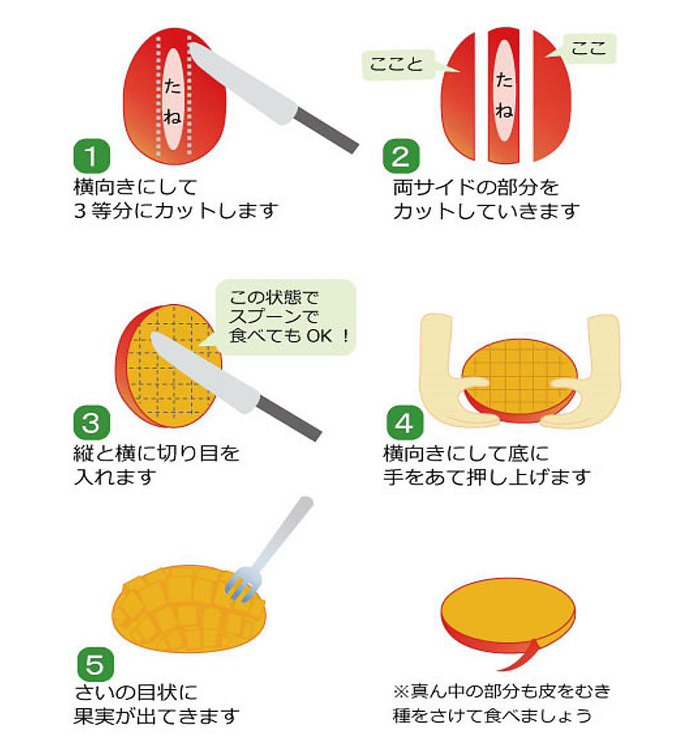 マンゴーの切り方説明画像