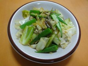 オクラとじゃこのピリ辛炒め