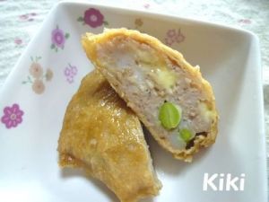 味付けいなりのチーズすり身蒸し