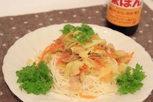 「味ぽん®」野菜炒めそうめんのっけ