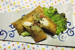 ひじきとマグロの焼き春巻き